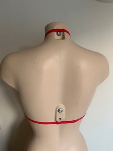Sexy Red Elasticated Body Harness- Bralet.