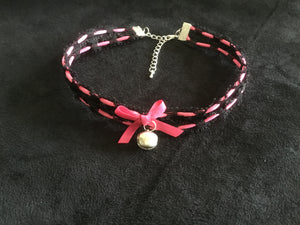 Sexy  Black & Hot Pink Day Collar-Choker