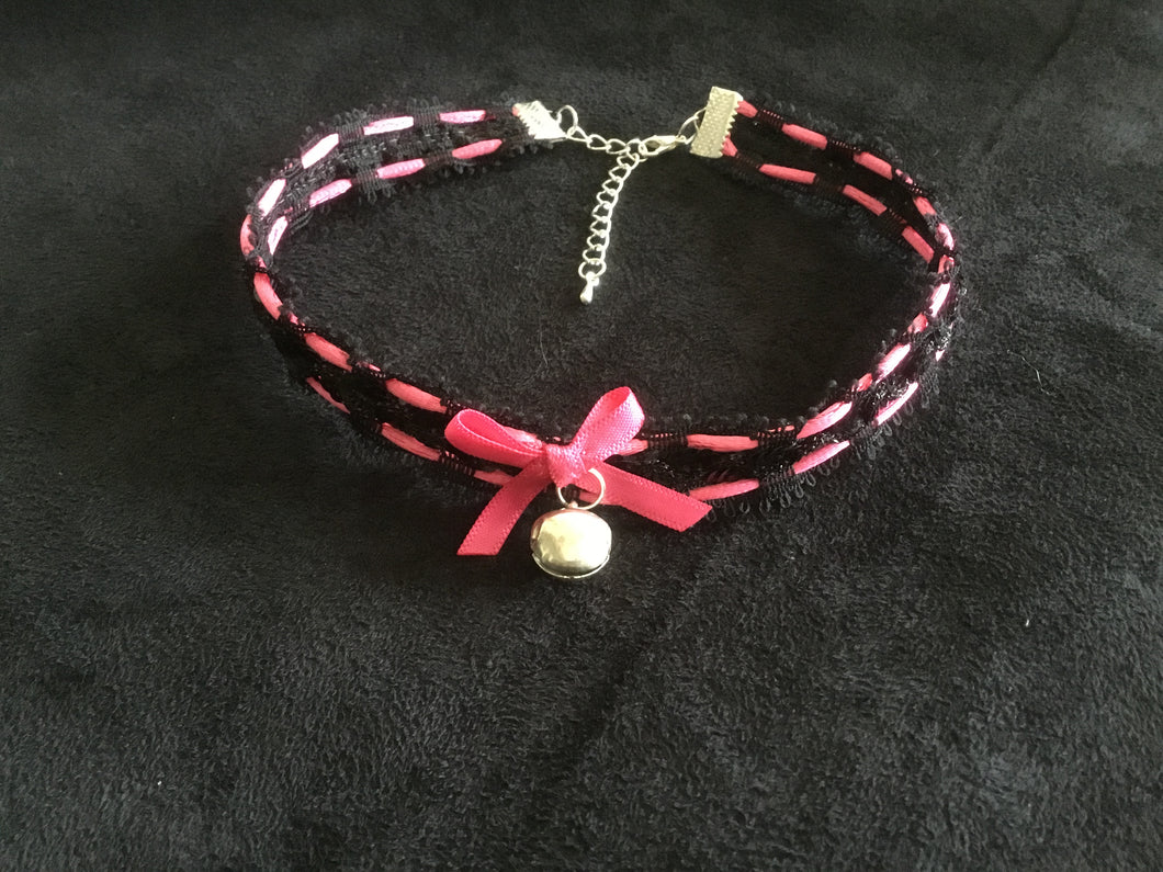 Sexy  Black & Hot Pink Day Collar-Choker