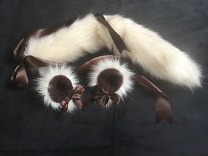 Gorgeous Ivory Kitten / Wolf Play Set