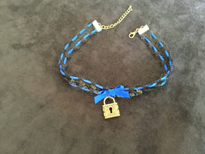 Beautiful Black & Blue Pet play Set , with collar , and plug