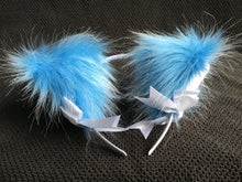 Load image into Gallery viewer, Luxury Azure Blue And White Kitten Ears
