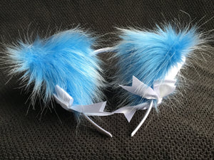 Luxury Azure Blue And White Kitten Ears