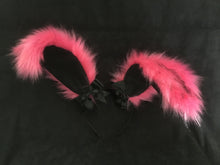 Load image into Gallery viewer, Hot Pink &amp; Black Bunny   Ears, BDSM, Bunnyplay, petplay