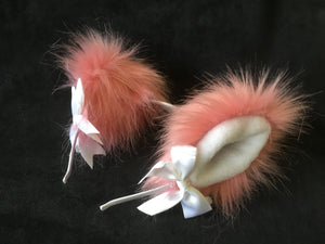 Stunning Rose Pink & White kitten/Wolf  Ears, BDSM.