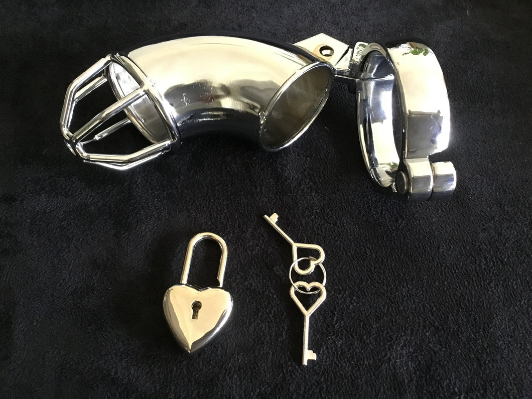 A Beautiful Stainless Steel Male Chastity Cage Device