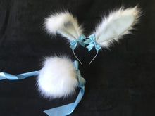 Load image into Gallery viewer, White &amp; Baby Blue Bunny play set, kawaii, anime, cosplay, petplay, bunnyplay