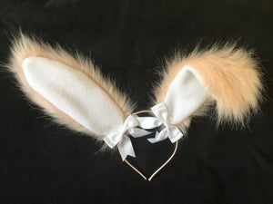 Peachy Pink & White  Bunny  Ears, BDSM, Bunnyplay, petplay
