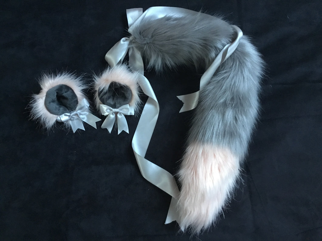 Gorgeous Grey & Peachy Pink Kitten - Wolf Play Set