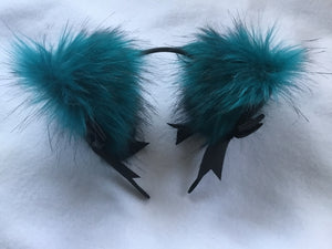 Sexy Teal & Black Kitten- Wolf  Ears, BDSM, Cosplay, anime.