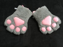 Load image into Gallery viewer, Beautiful Grey &amp; Pink Faux Fur Gloves, Cosplay,Kawaii,