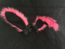 Load image into Gallery viewer, Hot Pink &amp; Black Bunny   Ears, BDSM, Bunnyplay, petplay