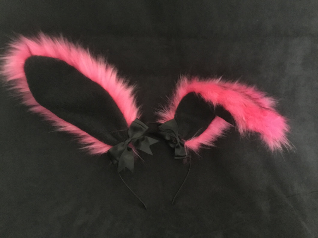 Hot Pink & Black Bunny   Ears, BDSM, Bunnyplay, petplay