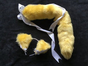 Sexy Yellow and White kitten- wolf Play Set, petplay, kittenplay, ddlg