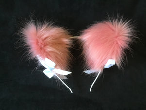 Stunning Rose Pink & White kitten/Wolf  Ears, BDSM.