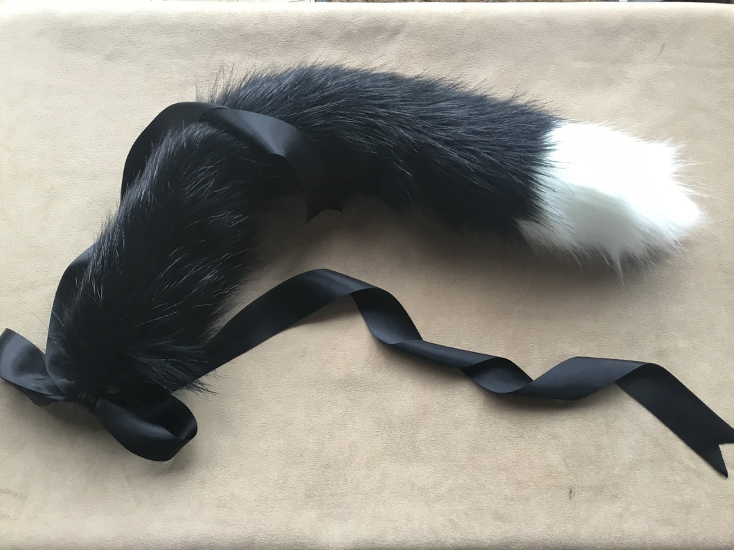 Beautiful Black & White Kitten / Wolf Play Tail ,BDSM, Anime,Cosplay, Kawaii.