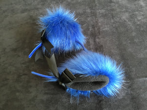 Beautiful Black & Blue Pet play Set , with collar , and plug
