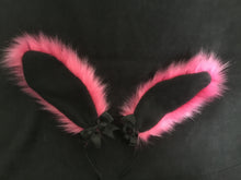 Load image into Gallery viewer, Hot Pink &amp; Black Bunny   Ears, BDSM, Bunnyplay, petplay