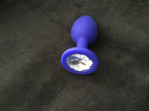 Jewelled Blue Silicon Butt Plug