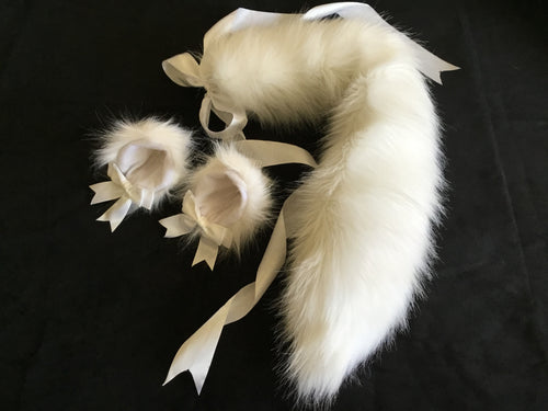 Luxurious Pure White Kitten/ Wolf Play Set, BDSM, Cosplay.