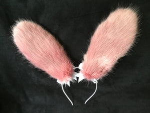 Rose Pink & White Bunny  Ears, BDSM, Bunnyplay, petplay. Cosplay .anime . Bunnygirl