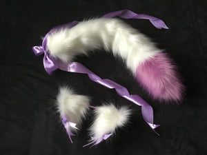 Stunning white & lilac kitten- wolf Play Set