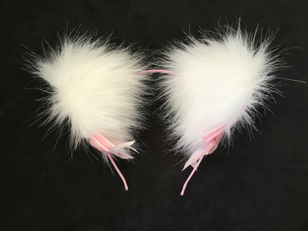 Gorgeous White & Baby Pink Kitten- Wolf  Ears, BDSM, Costume, Anime, Cosplay