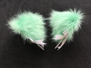 Luxury Mint Green And White Kitten Ears
