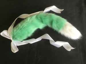 Mint Green & White Kitten / Wolf Play Tail ,BDSM, Anime,Cosplay, Kawaii.