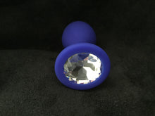 Load image into Gallery viewer, Jewelled Blue Silicon Butt Plug