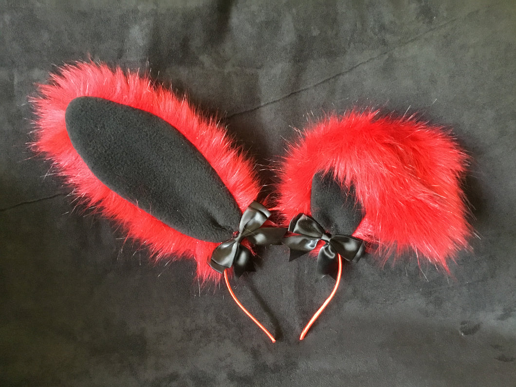 Sexy Red & Black Bunny  Ears, BDSM, Bunnyplay, petplay. Cosplay .anime . Bunnygirl