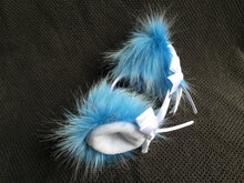 Load image into Gallery viewer, Luxury Azure Blue And White Kitten Ears