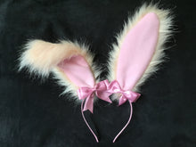 Load image into Gallery viewer, Sweet Peachy Pink &amp; Baby Pink Bunny  Ears, BDSM, Bunnyplay, petplay. Cosplay .anime . Bunnygirl