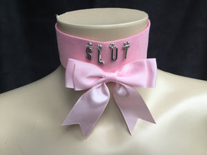 Stunning Pink SLUT Collar , Choker .
