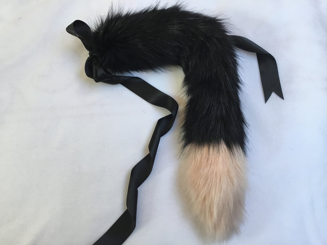 Luxurious Black and Baby Pink Kitten- Wolf Tail, Cosplay, Neko, BDSM, DDLG