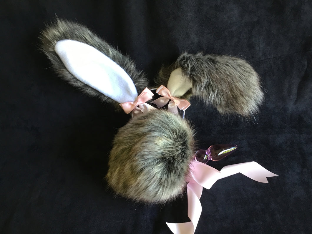Bunny play set, with Glass Plug, kawaii, anime, cosplay, petplay, bunnyplay