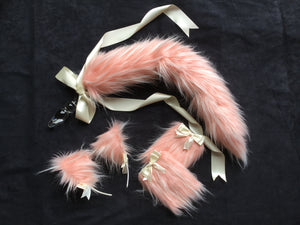 Stunning peaches & cream Pet play Set , with cuffs , and plug