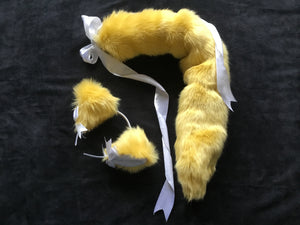 Sexy Yellow and White kitten- wolf Play Set, petplay, kittenplay, ddlg