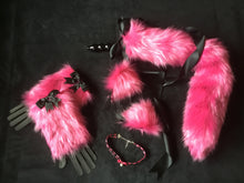 Load image into Gallery viewer, Sexy Hot Pink &amp; Black Pet play Set , with cuffs , and plug, collar,