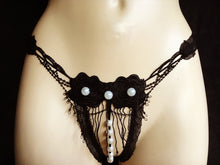 Load image into Gallery viewer, Black Crotchless Pearl String Knickers