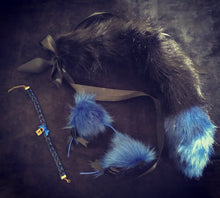 Load image into Gallery viewer, Beautiful Black &amp; Blue Pet play Set , with collar , and plug