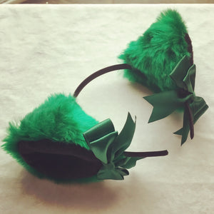 Luxury Emerald Green And Black Kitten Ears