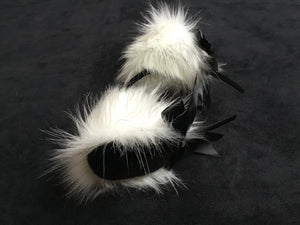 Stunning Artic White & BlackKitten/Wolf  Ears, BDSM.