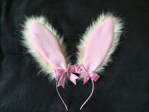 Sweet Peachy Pink & Baby Pink Bunny  Ears, BDSM, Bunnyplay, petplay. Cosplay .anime . Bunnygirl