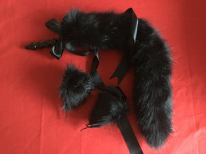 Sexy Black Pet play Set , with cuffs , and plug