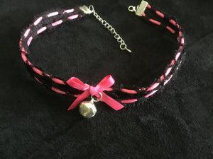 Sexy  Black & Hot Pink Day Collar-Choker