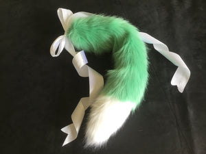 Mint Green & White Kitten / Wolf Play Tail ,BDSM, Anime,Cosplay, Kawaii.