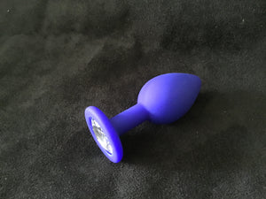 Jewelled Blue Silicon Butt Plug