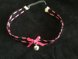 Sexy  Black & Hot Pink Day Collar-Choker