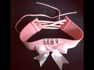 Stunning Pink SLUT Collar , Choker .